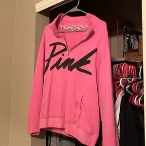 PINK HOT PINK HALF ZIP PULL OVER